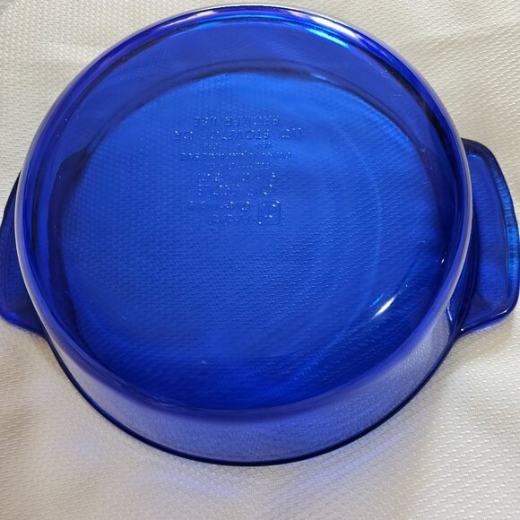 Anchor Hocking Cobalt Blue Casserole Bowl 2qt handles vintage 9" - Picture 8 of 16